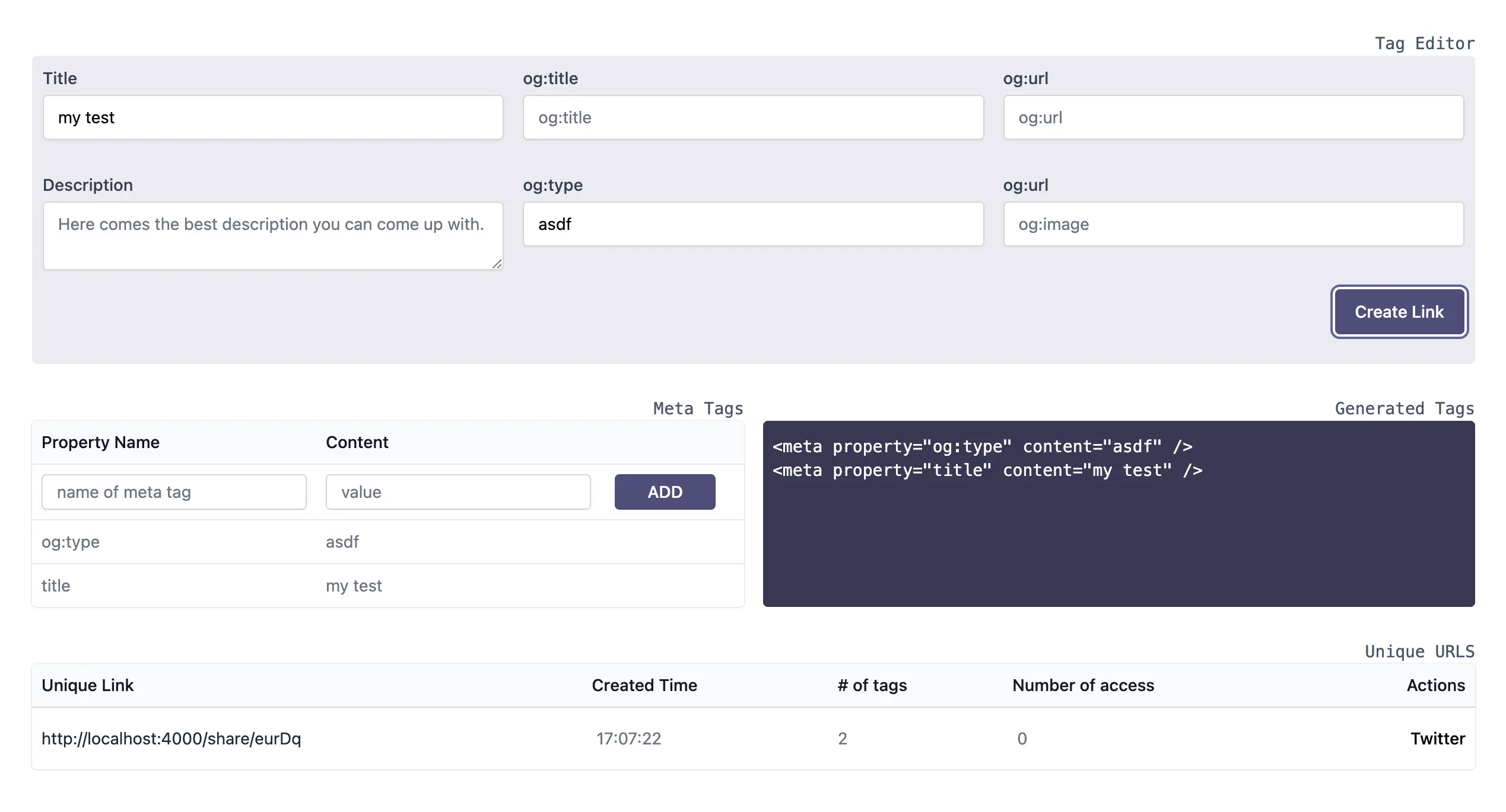 Creator page